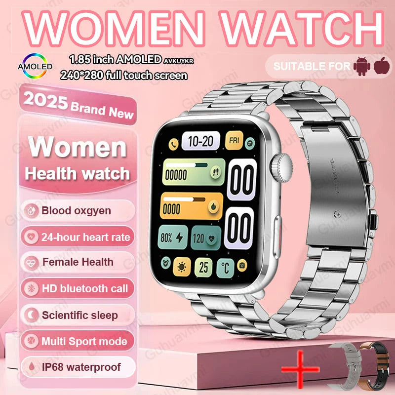2025 New Women Men AI Smart Diagnosis Watch HRV+PPG Blood Pressure Heart Rate Health Monitor IP68 NFC Fashion Sports Smartwatchs