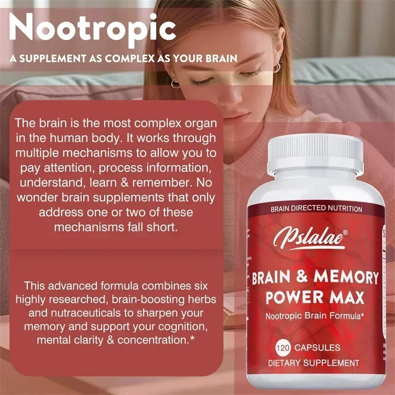 Brain & Memory Power MAX - Enhances Memory, Focus & Clarity Supports Cognitive Function Supplement