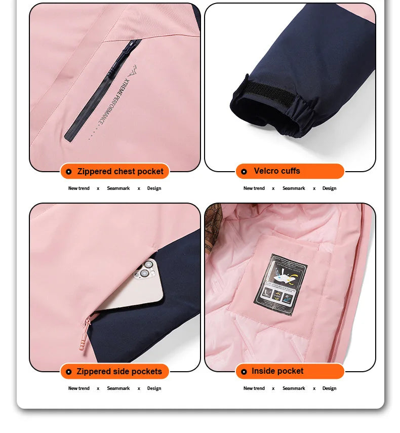 Autumn And Winter Outdoor Graphene Couple Style Lock-Iin And Warm Fashion Casual Simple Contrast Color Hooded Cotton Coat