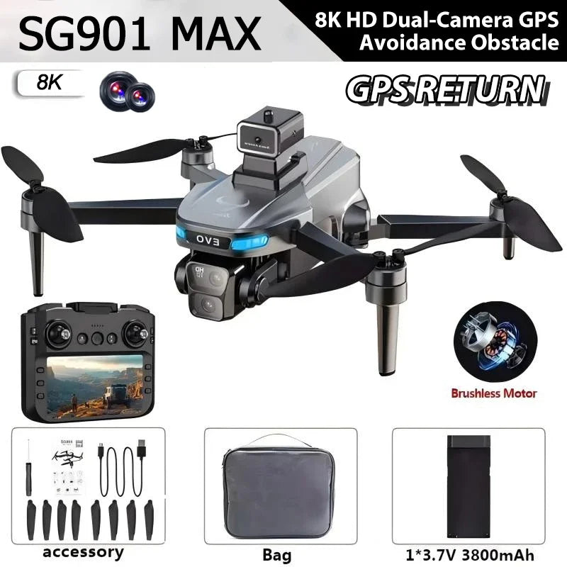 Lenovo SG901 MAX GPS Drone Professional 8K Aerial HD Avoiding Obstacle with Larger Screen Remote Control Folding Brushless Drone
