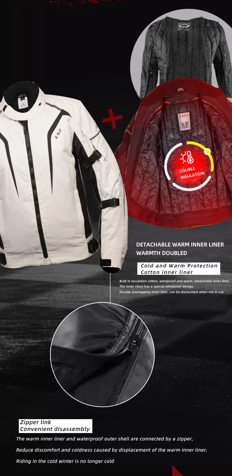 LS2 Original Motorcycle Jacket Winter Warm LS2 SEPANG Motocross Riding Jacket Men Women CE Anti-fall Waterproof Motorbike Jacket