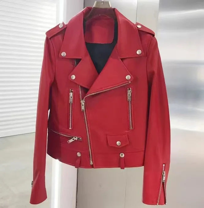 2026 Men's Lapel Oblique Zipper PU Locomotive Leather Jacket, Autumn, New Casual Versatile Slim Fit, Leather Jacket