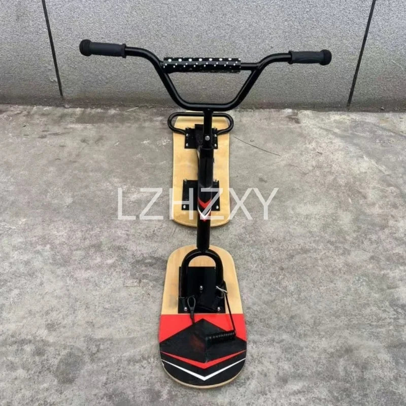 Adult Ski Carts Thickened Wear-resistant Aluminum Skis Freestyle Skis Grass Skis Snowboards Orienteering Wood Color