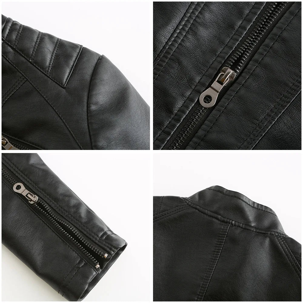 2026 New Lavender Purple Women's Long Sleeve PU Jacket, Fashion Motorcycle Leather Jackets, Red Coat, Black Outerwear.