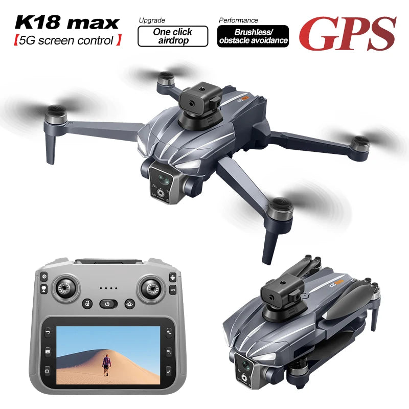 NEW K18Max 8K Professional Camera Drone 360° Laser Obstacle Avoidance 5G GPS Brushless Motor With Screen Remote Control Drone