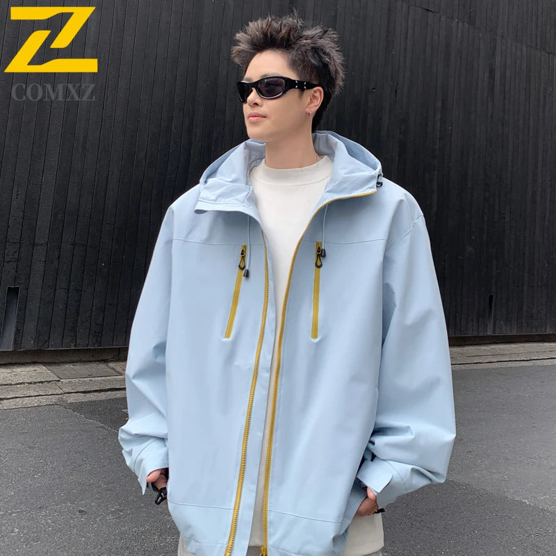 Gorpcore Waterproof Jacket Mens Couple's Ski Oversized Zipper Pocket Windbreaker Autumn High Quality Travel Camping Hooded Coats