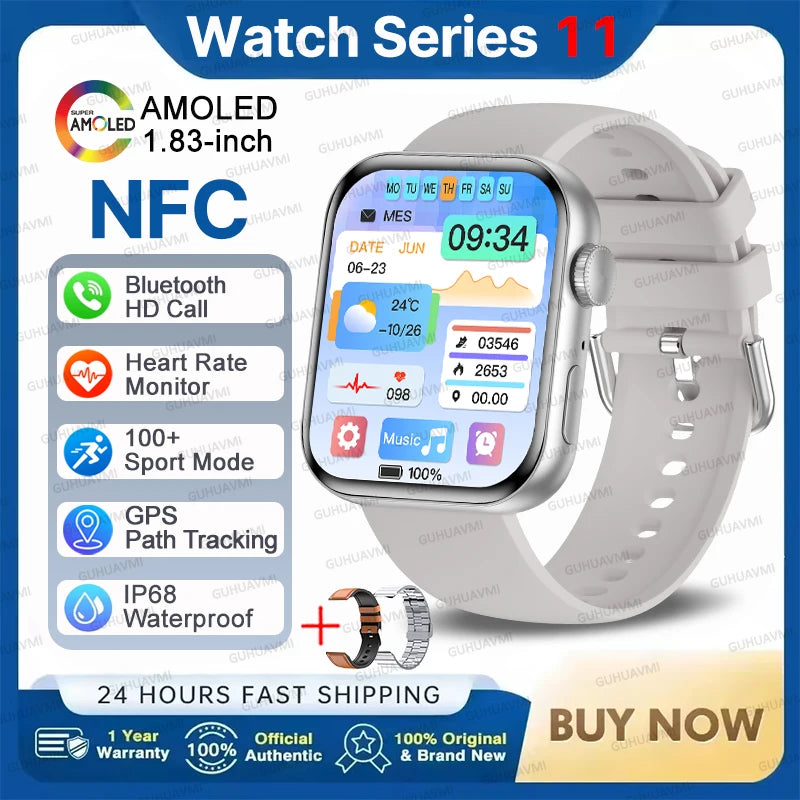 2026 New For iOS Watch Series 11 Smart Watch Ultra HD AMOLED GPS NFC Heart Rate IP68 Waterproof Sport Fitness Call Smartbracelet