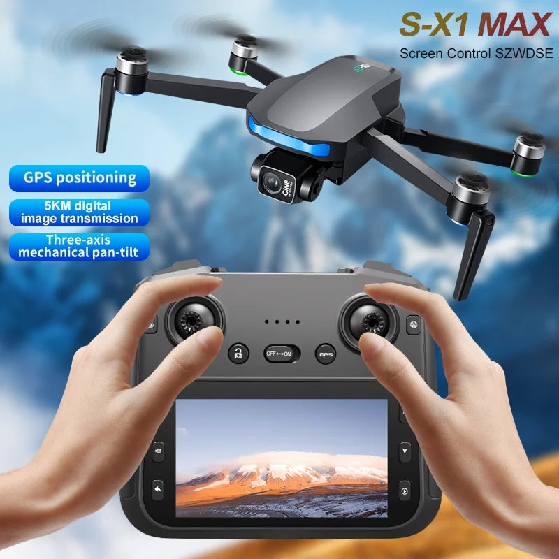 New S-X1 Profesional GPS Drone with 4K Camera 3-axis gimbal Aerial Brushless Large Screen Remote Control Quadcopter FPV Drones