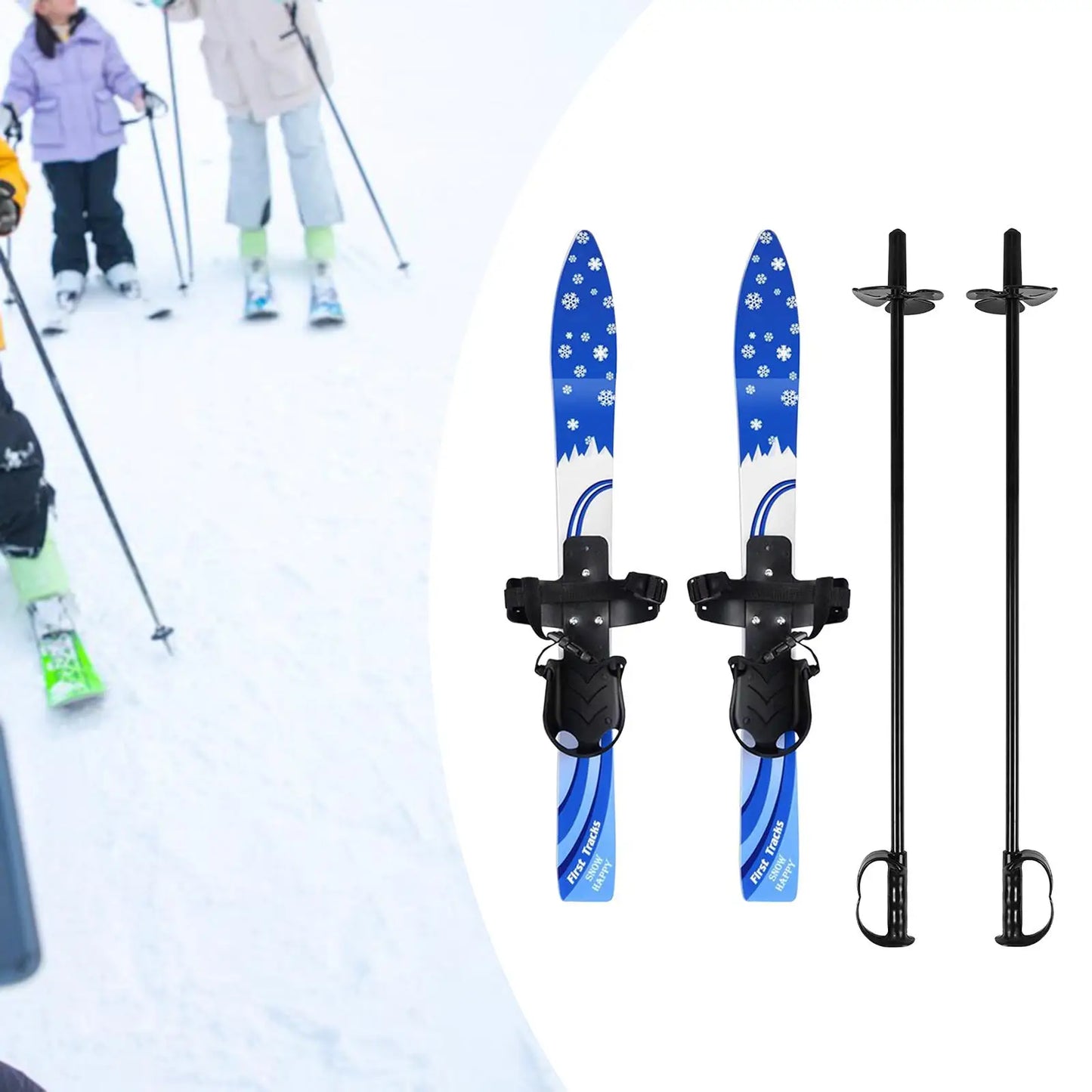 Snowblades Short Skis with Ski Poles with Bindings Snowboard Ski Board Sporting