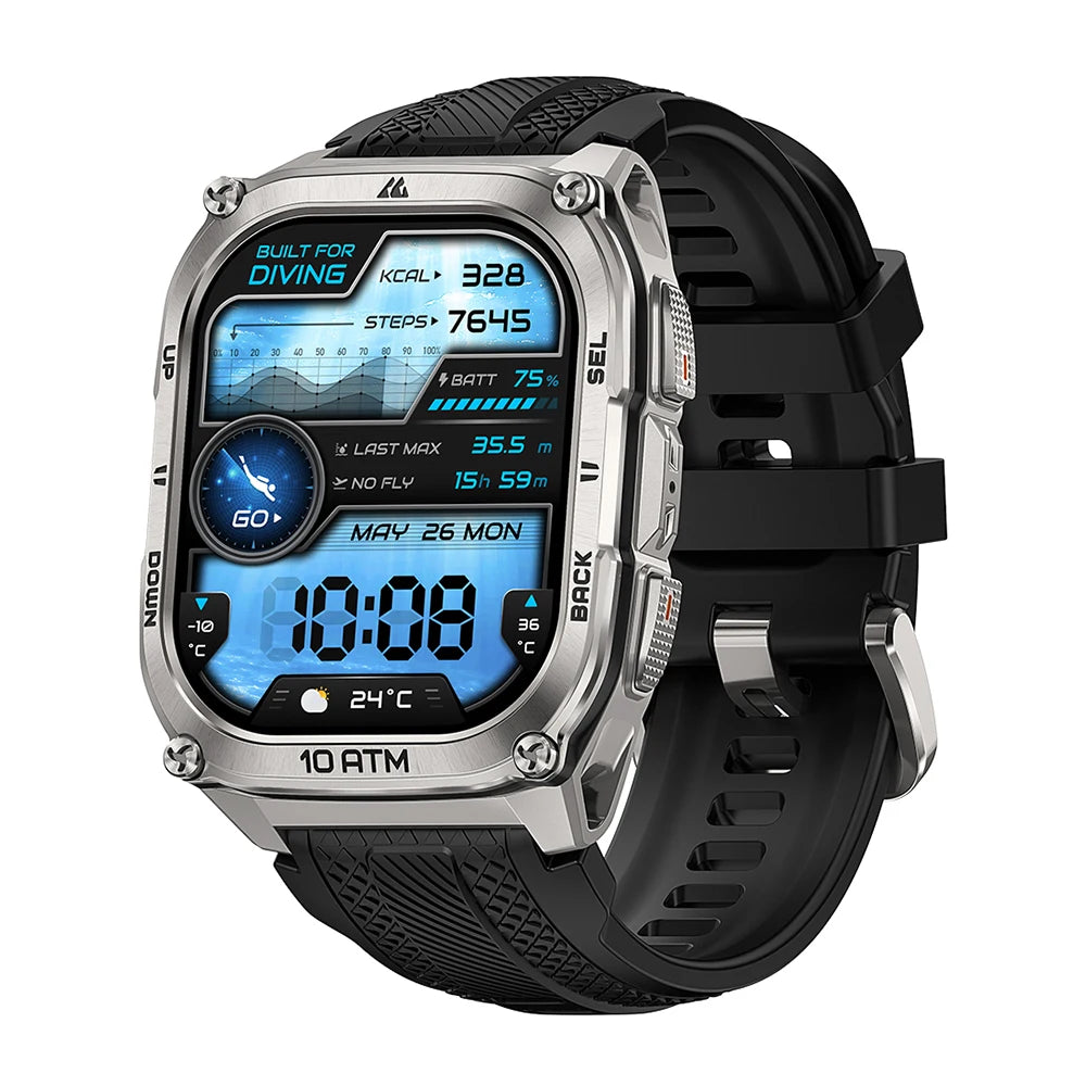 KOSPET Tank M4 Smart Watch for Men Stainless Steel 6-Sat GPS Offline Maps 100M Waterproof 24/7 Health Monitor for Android iOS
