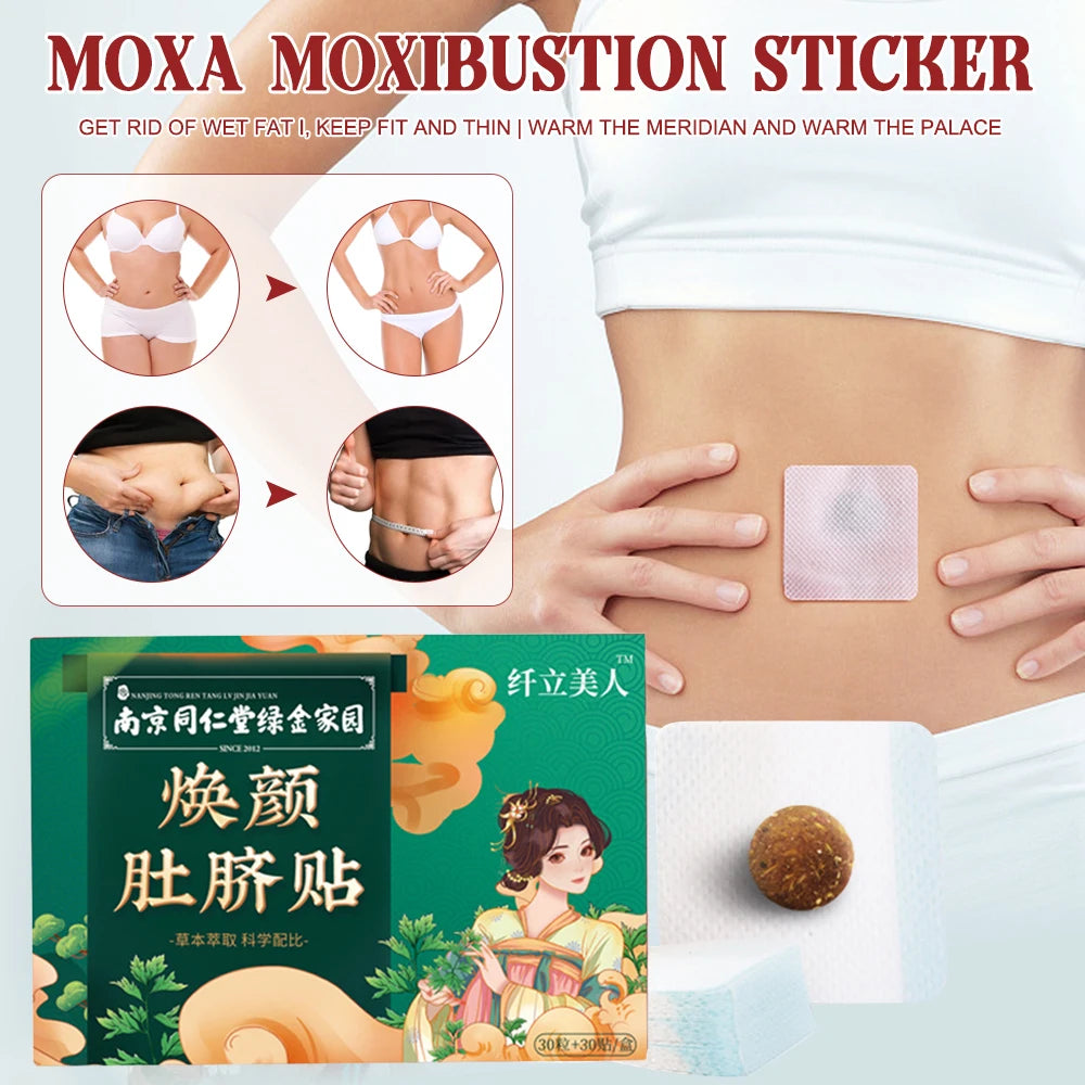 Fat Burning Patch Belly Stickers Chinese Medicine Slimming Products Body Belly Detox Lose Weight Navel 10/30pcs Patch+30pcs ball