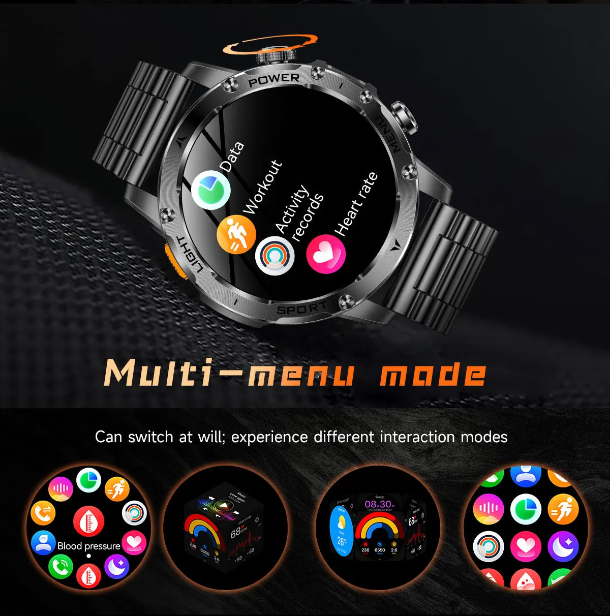 2025 New Military T-Rex 3 Ultra 1000mAh Battery Smart Watch 5ATM Waterproof Flashlight Heart Rate Sports tracker Smartwatch Men