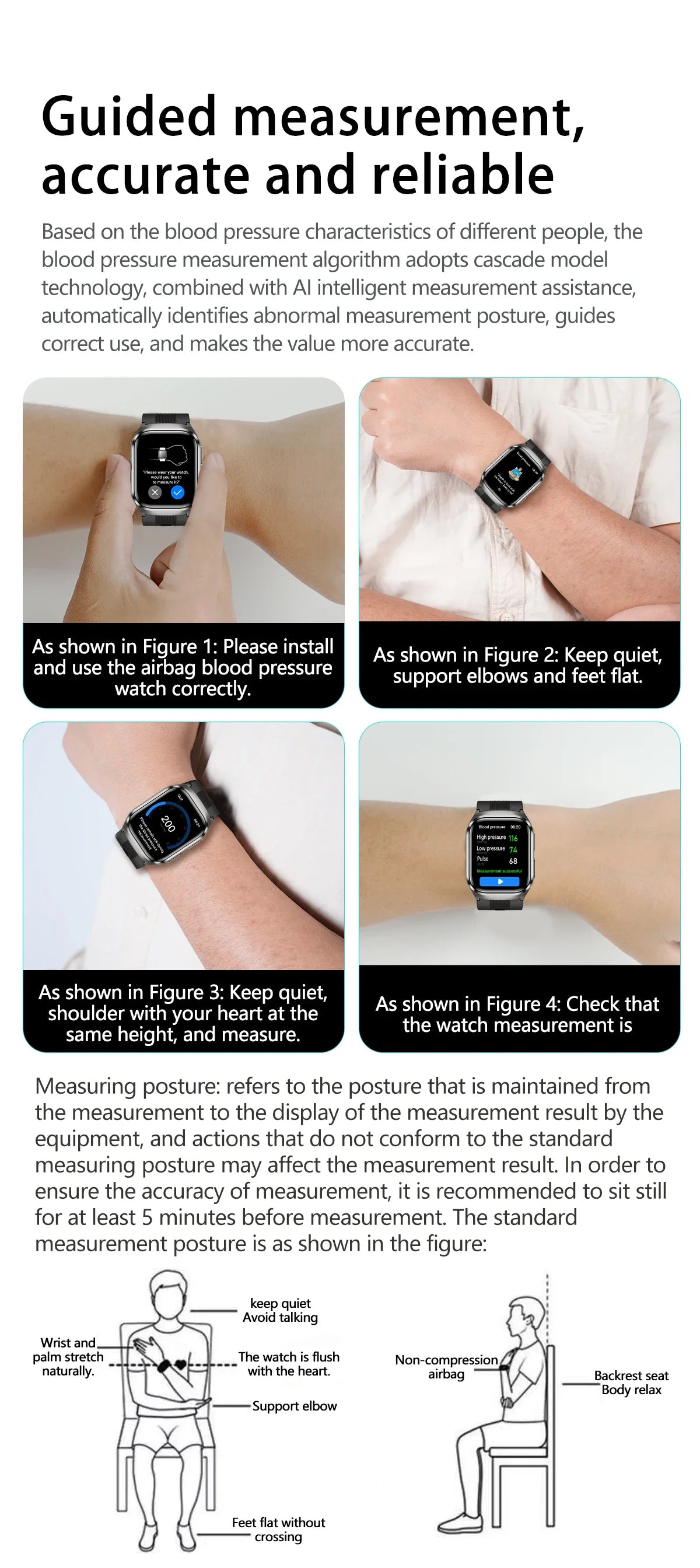 2026New Air Pump Airbag True Blood Pressure Smartwatch MultiDimensional Health Monitoring Micro Physical Examination Smart Watch