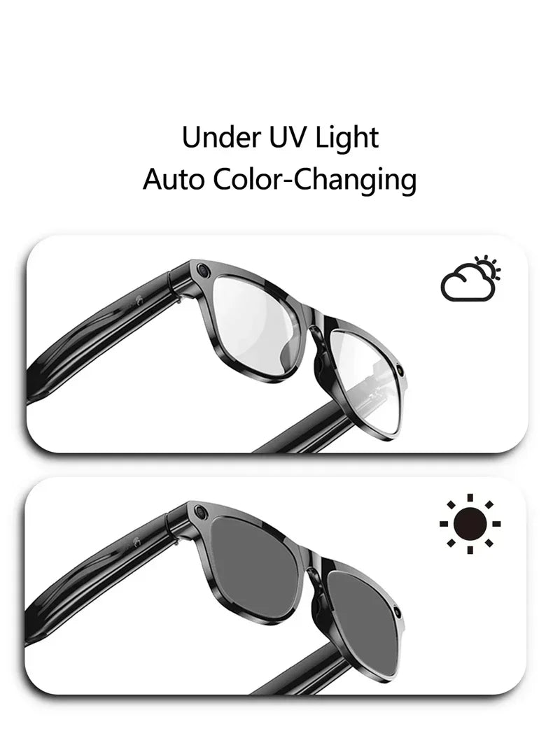 Lenovo 8K HD AI Smart Photochromic Glasses 4K Multifunctional Camera Bluetooth Call Voice Assistant Music Player Translate