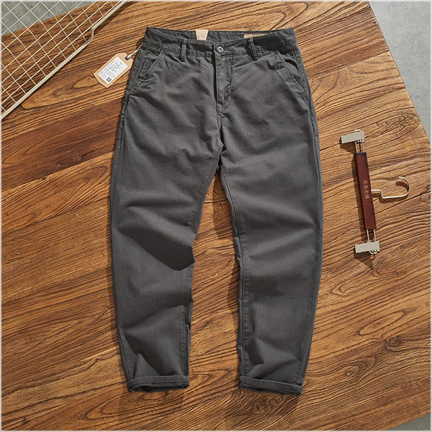 American Retro Workwear Pants Men's Heavyweight Chino Casual Straight Leg Tapered Versatile Cotton Urban Faion Trousers