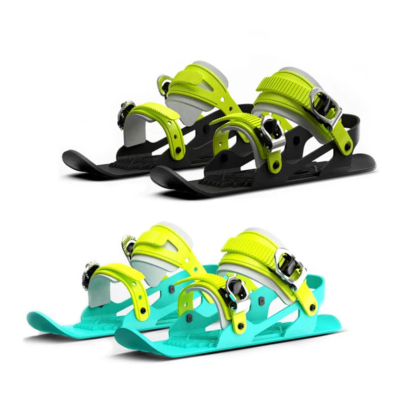 Mini Short Ski Skates Skis Boots Skiboards Adjuatable Adults Short Shoe Snowblades Portable for Winter Outdoor Sports Snow Board