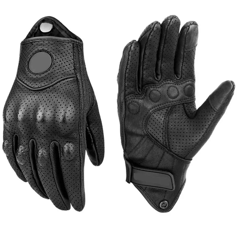 Mens Women 4 Season Driving Supertech Black/White Motorcycle Leather Gloves Racing Glove Motorbike Cowhide Race Bike Knight