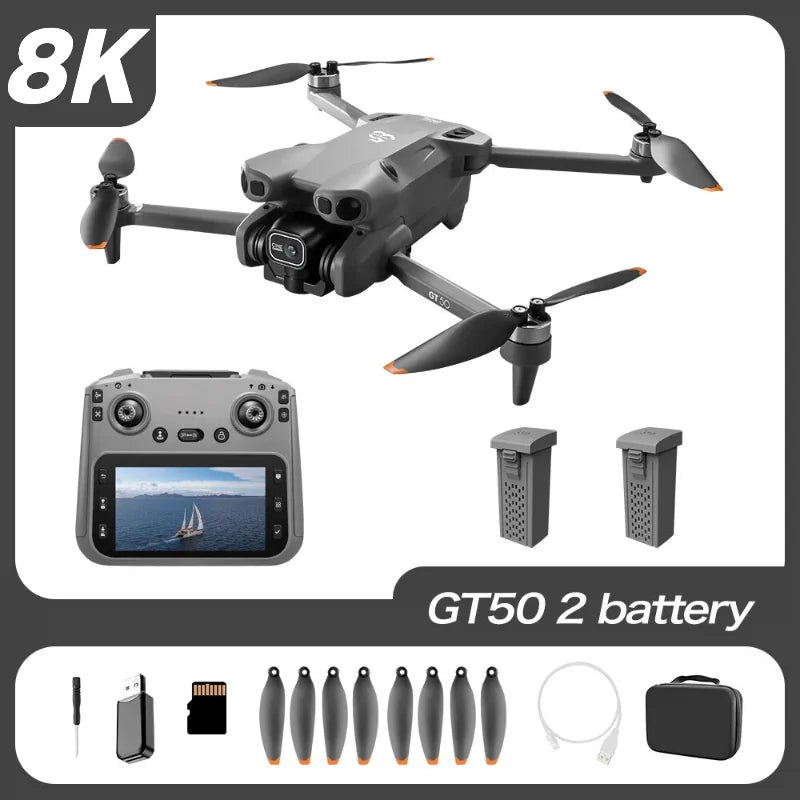 Original GT50 Drone Dual Camera 5G 8K Aerial Aircraft Obstacle Avoidance UAV Fixed GPS Remote Control  Foldable Quadcopter Gifts