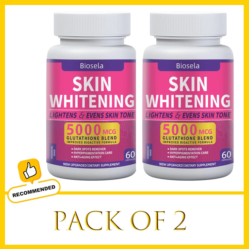 Glutathione Whitening Pills Dark Spots & Acne Scar Remover 5000mcg Vegan Skin Bleaching Pills with Anti-Aging & Antioxidant