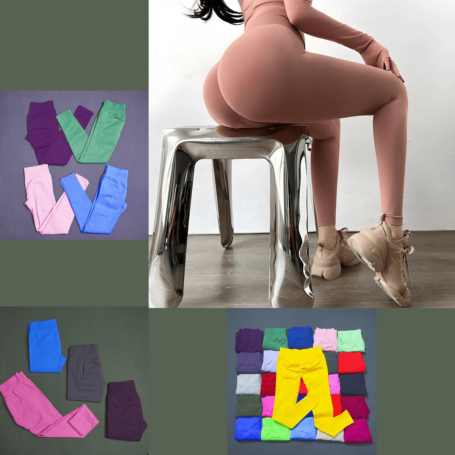 Impact Leggings Women'S Low Waist Butt Lifting Yoga Pants Seamless Tummy Control Fitness Workout Sports Running Leggings
