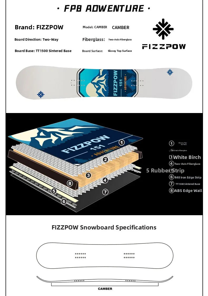 All-Mountain All-Terrain Snowboard Fizzpow Rider Board Versatile Snowboarding De for Adult Snow Tras in All Areas