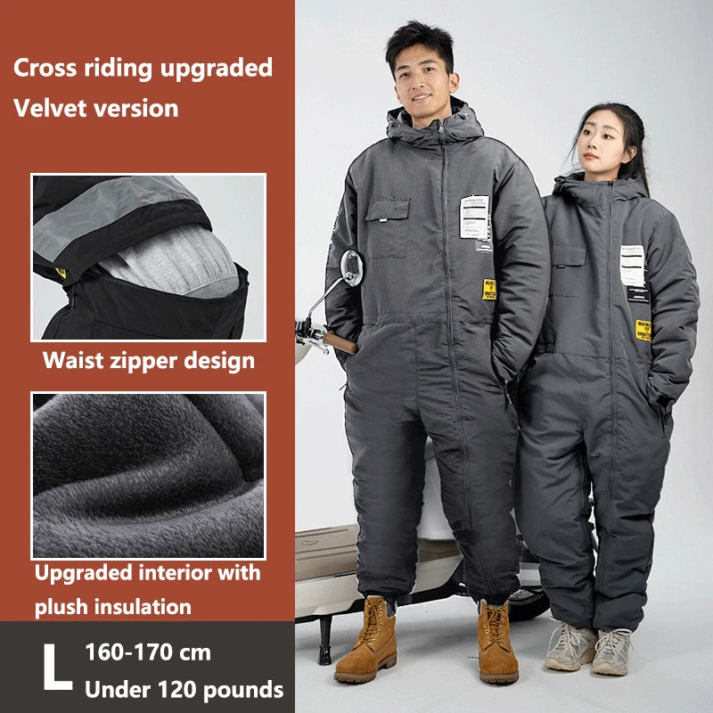 Motorcycle Riding Suit Windproof Plus Velvet Thickened Double-sided Waterproof Snowmobile Jacket Winter Warm Suit for Men Women