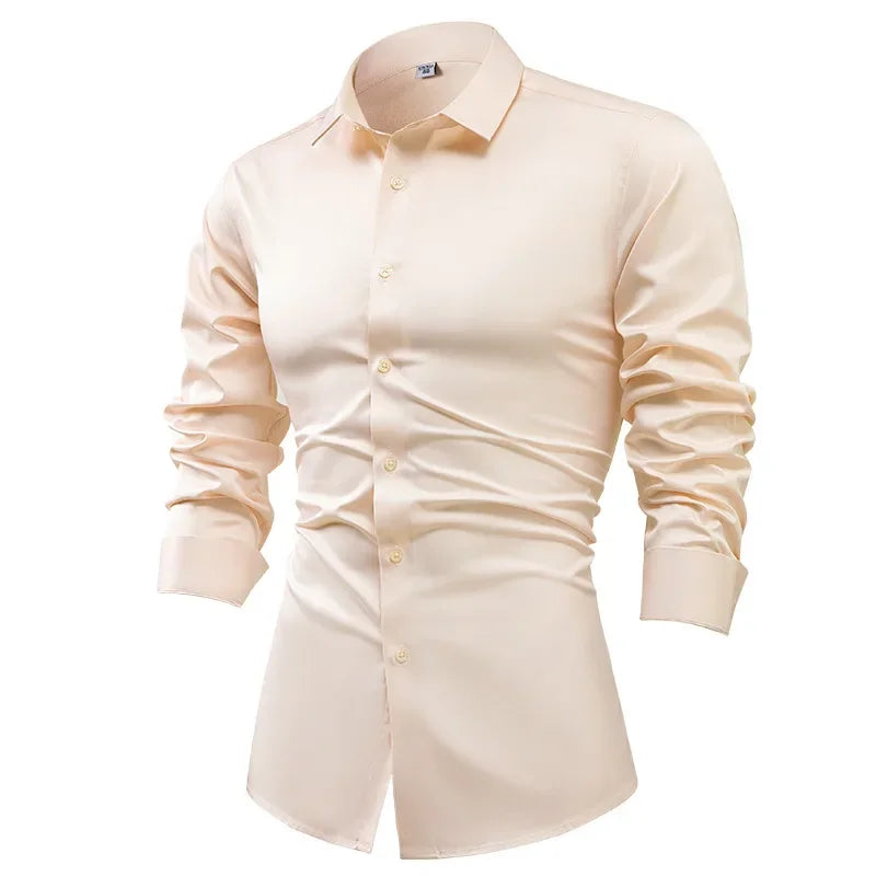 S~6XL satin plus size long sleeve shirt business casual dress shirt non-ironing wrinkle-resistant men's wholesale, men's shirts