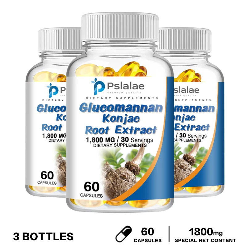 Glucomannan Capsules - Natural Source of Fiber - Gastrointestinal Health, Appetite Suppression, Weight Management