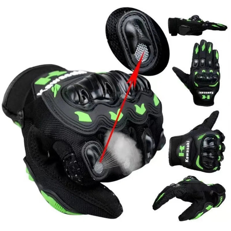 Kawasaki motorcycle gloves full finger gloves anti slip and wear-resistant off-road racing bicycle protective equipment gloves