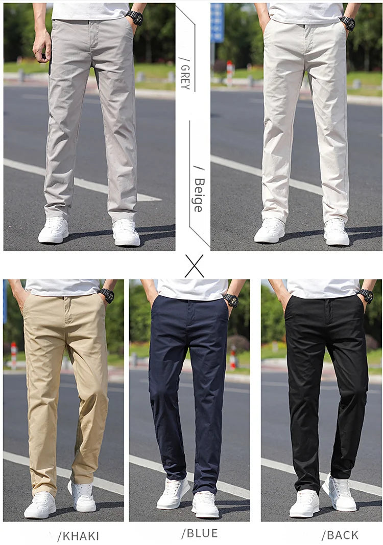 98% Cotton Men's Chinos & Casual Pants, Khaki Pants, Loose Straight , Streetwear Men ,Twill Pants,  Tall Men STRAIGHT Trousers