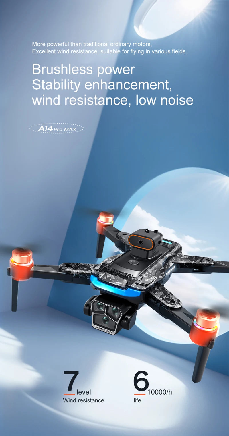 Upgrade A14 Pro Max Drone Aerial 8K HD Dual-Camera 5G WIFI GPS Brushless Motor Optical Flow Obstacle Avoidance RC Drone 10000M