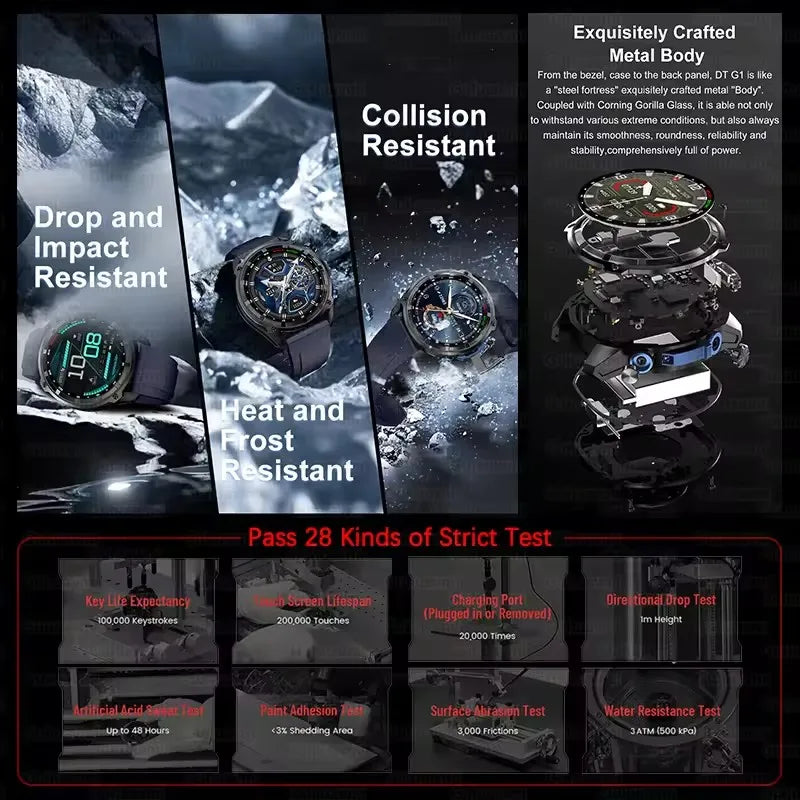 2025New Men Military GPS Map Smart Watch T-Rex3 Compass 4GB Memory 1000mAh Battery 10ATM Waterproof HD Bluetooth Call Smartwatch