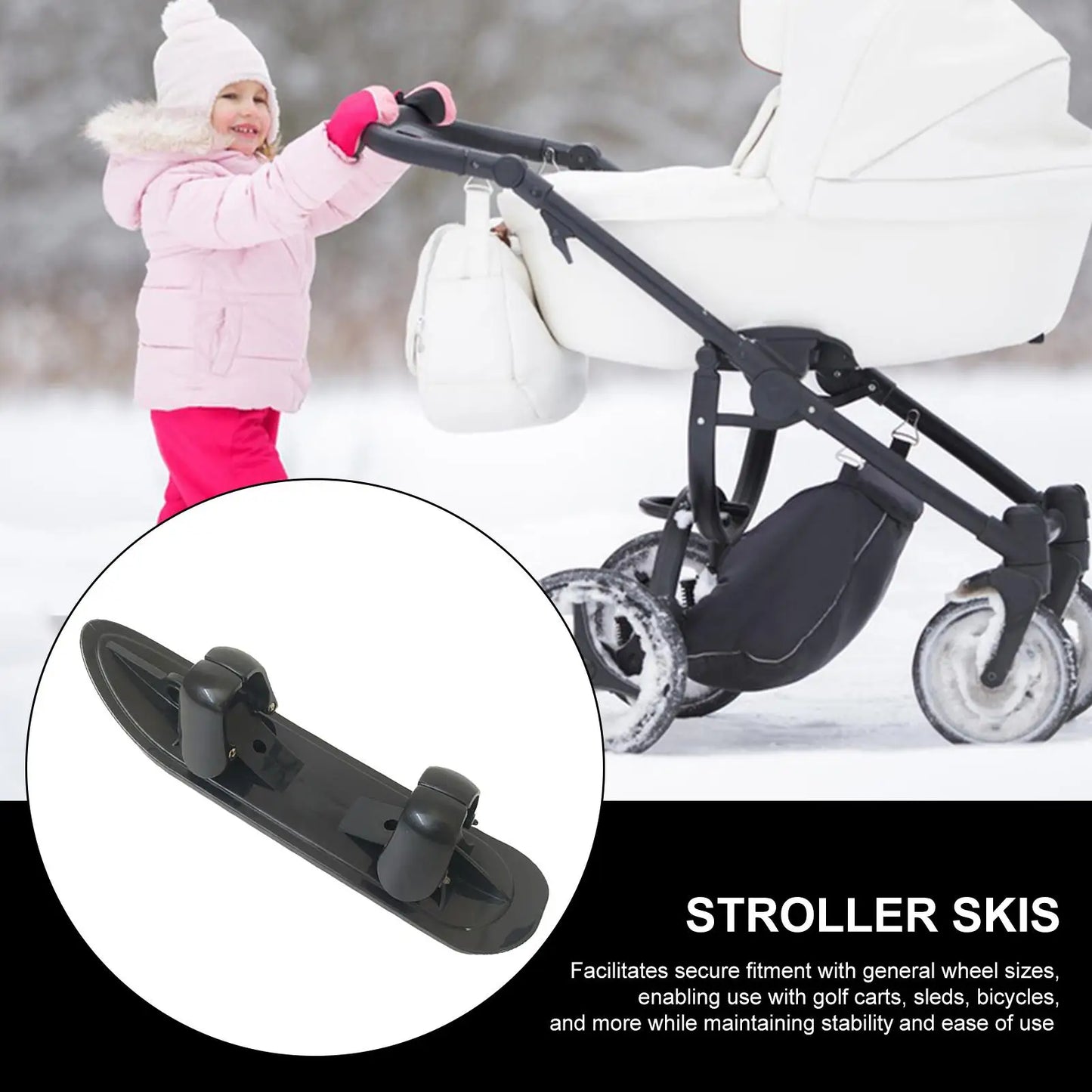 Ski Board Sled 2 in 1 Outdoor Winter Snowboards Stroller Skis Glider Snowboards for Cycling Bicycle Jogging Sports Outdoor Paths