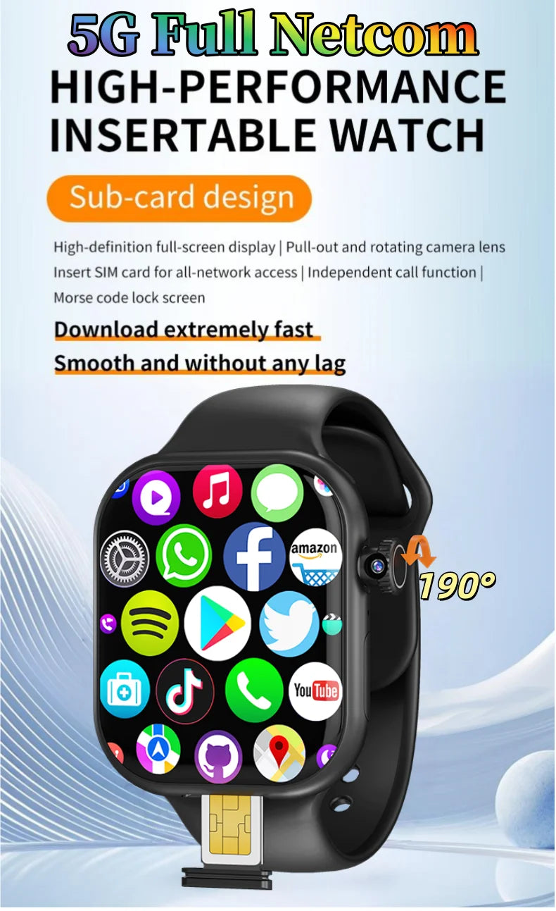 VP39 5G Smartwatch S11 Plus 5G LTE Android 12.0 Smart Watch With 190° Rotating Camera GPS WIFI Compass Play Store Sim Card Slot