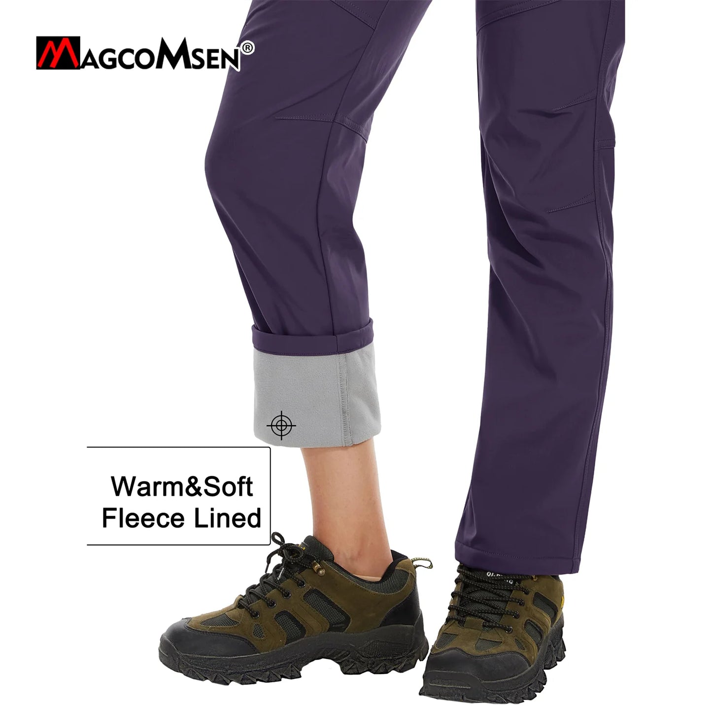 MAGCOMSEN Women's Ski Pants Winter Fleece Lined Waterproof Warm Snow Trekking Hiking Pants Outdoor Trousers Female