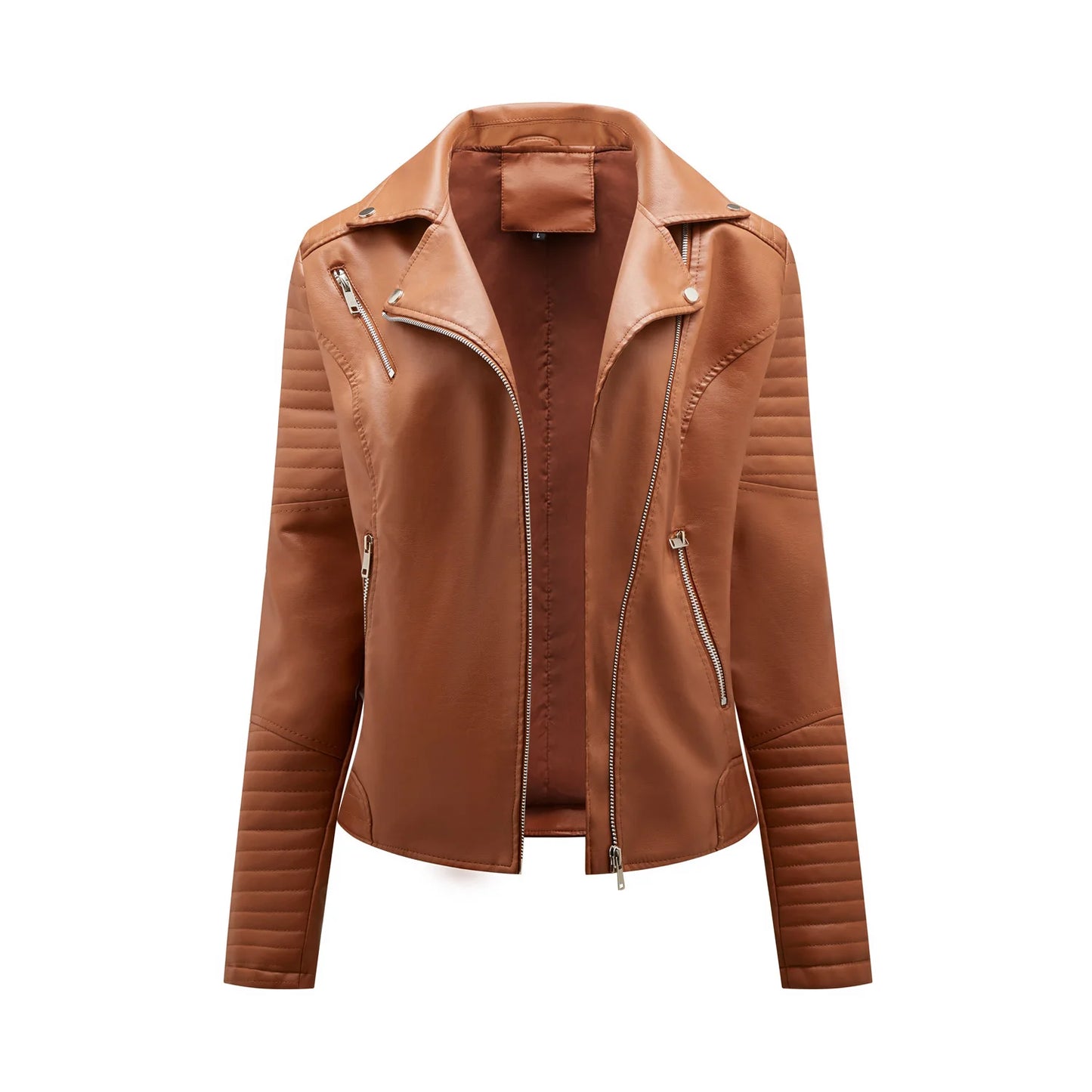 New Women Soft Motorcycle Faux Leather Jackets Ladies Long Sleeve Autumn Winter Biker Streetwear Coat