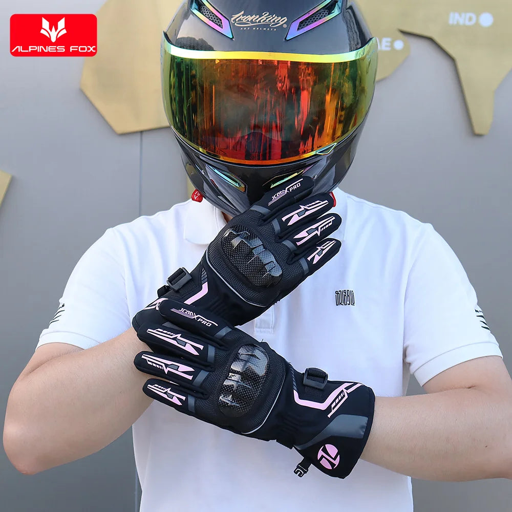 2025 Winter Men Motorcycle Gloves Women Waterproof Warm Moto Guantes Touch Screen Motorbike Riding Glove Carbon Fiber Protective