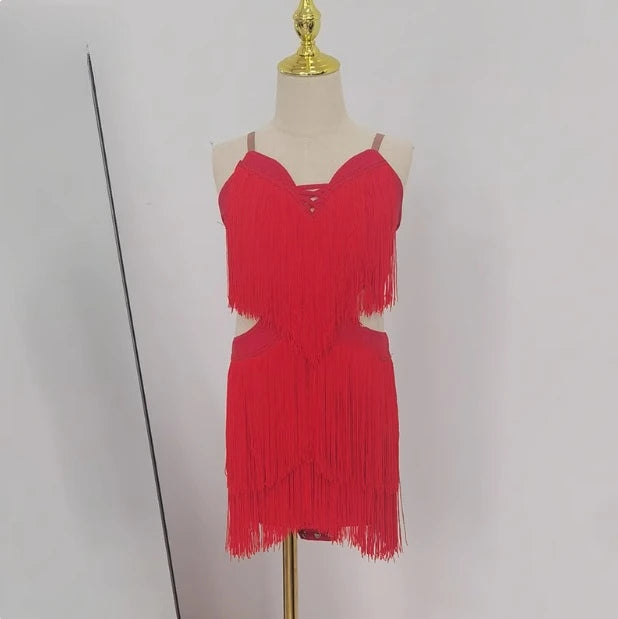 Fringe Rumba Latin Dance Dress Girls Professional Tassels Salsa Tango Samba Costume Children Competition Ballroom Dance Dresses