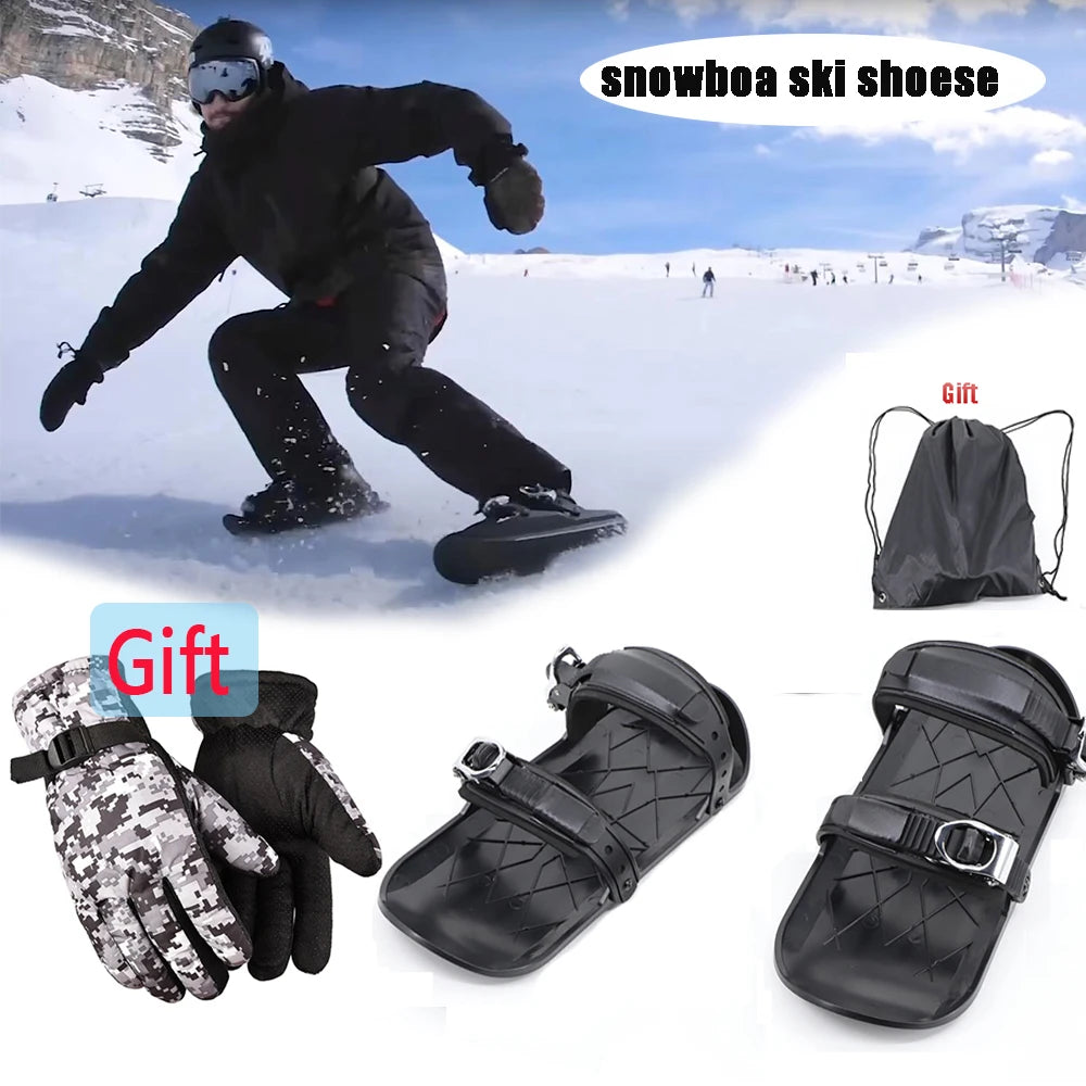 Mini Adjustable Short Skis Skates for Snow Snow Shoes Mini Skis Shoes Snow Walking Shoes for Winter Outdoor Sports