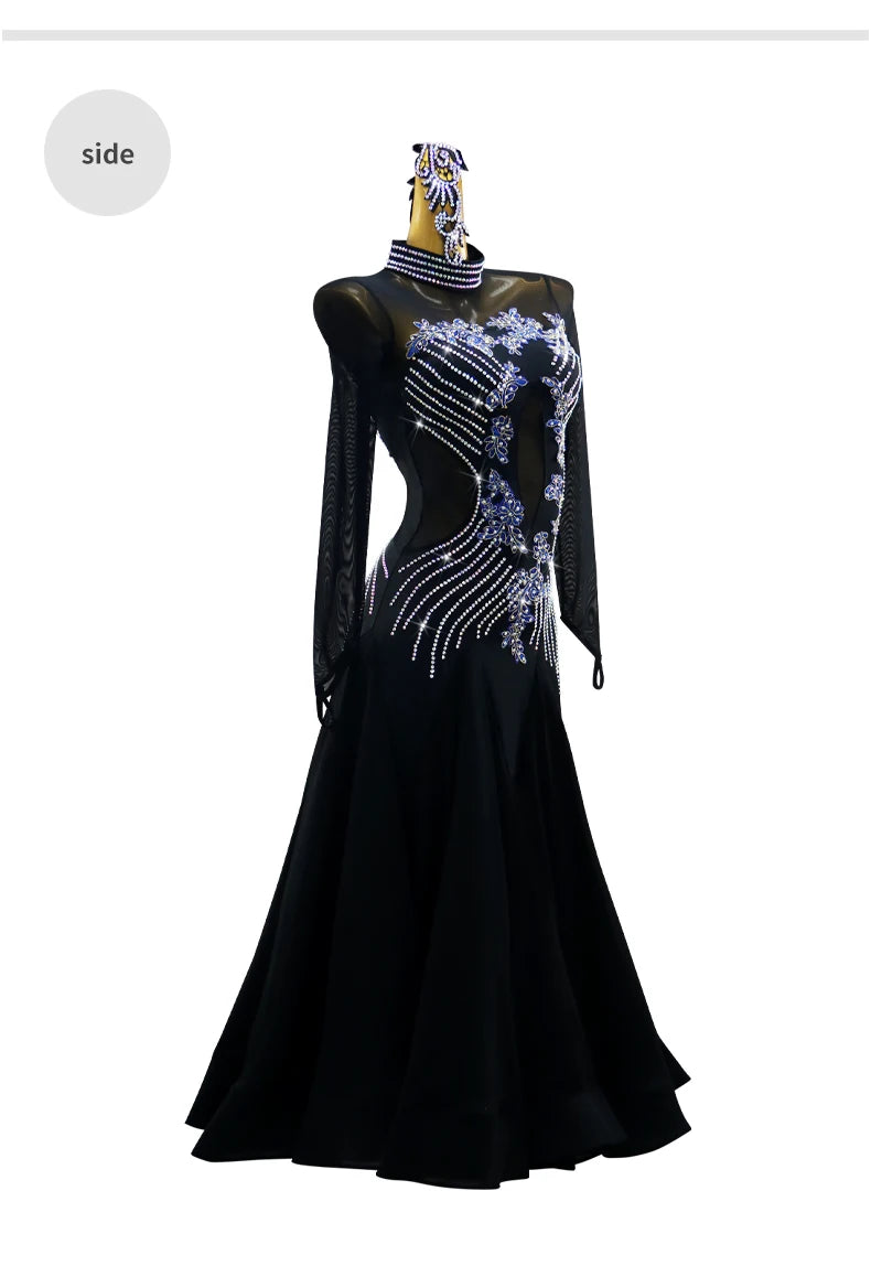 Girls Evening Dress Jazz Waltz Clothes Competition Stand Dance Sets Ballroom Suit 2026 Modern Match Women Dancewear Long Sleeves