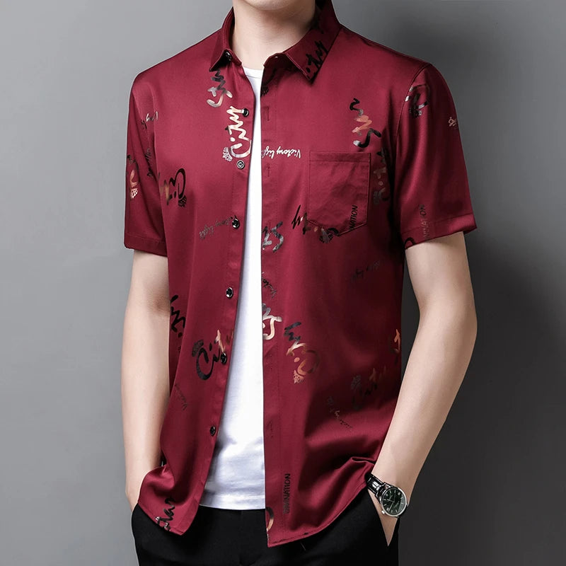 Men's Business Casual Short Sleeve Shirt New No Iron Wrinkle Resistant Top Easy Care Comfortable Fit for Office And Work