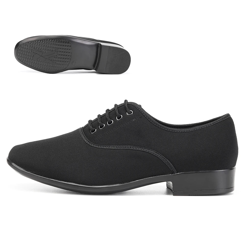 HROYL Ballroom Dance Shoes For Men Bigger Size Tango Latin Dancing Shoes PU/Genuine Leather Dance Shoes Low Heel Latin Shoes