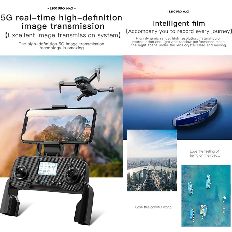 L200 PRO MAX Drone GPS 8K Professional 2-Axis PTZ HD Dual Camera 5G WIFI FPV 360° Laser Obstacle Avoidance Brushless Motor Dron