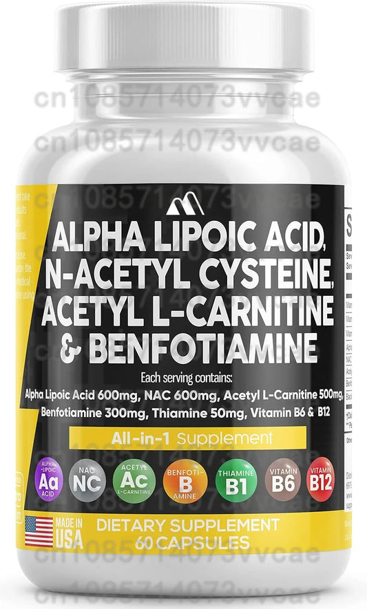 Alpha Lipoic Acid 600mg - Promotes Nervous System Health, Blood Circulation, Cardiovascular Support, Brain Health 60 Capsules