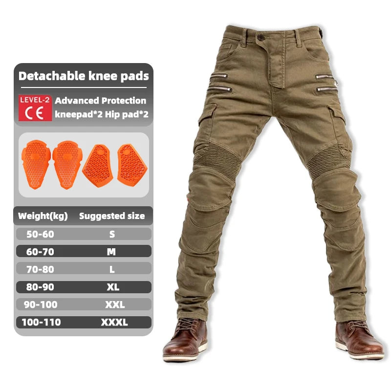 New Double Zipper Metal Style Motocross Trousers Men For Woman Outdoor elasticity Riding Jeans Protective Gear Motorcycle Pants
