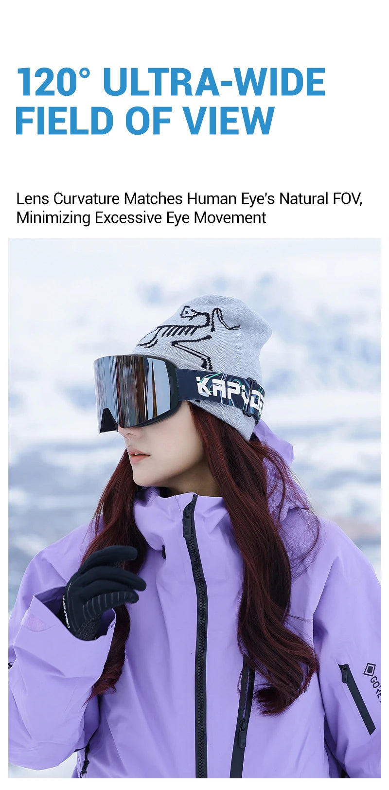KAPVOE Ski goggles Anti-fog Skiing goggles Photochromic Outdoor Sports Magnetic Glasses Winter Snowboard Snowmobile Equipment