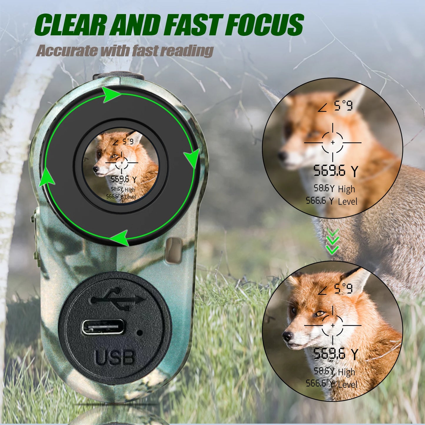 REVASRI Laser Rangefinder 1000M Hunting Range Finder with Rechargeable Battery Outdoor Target Acquisition Technology Monocular