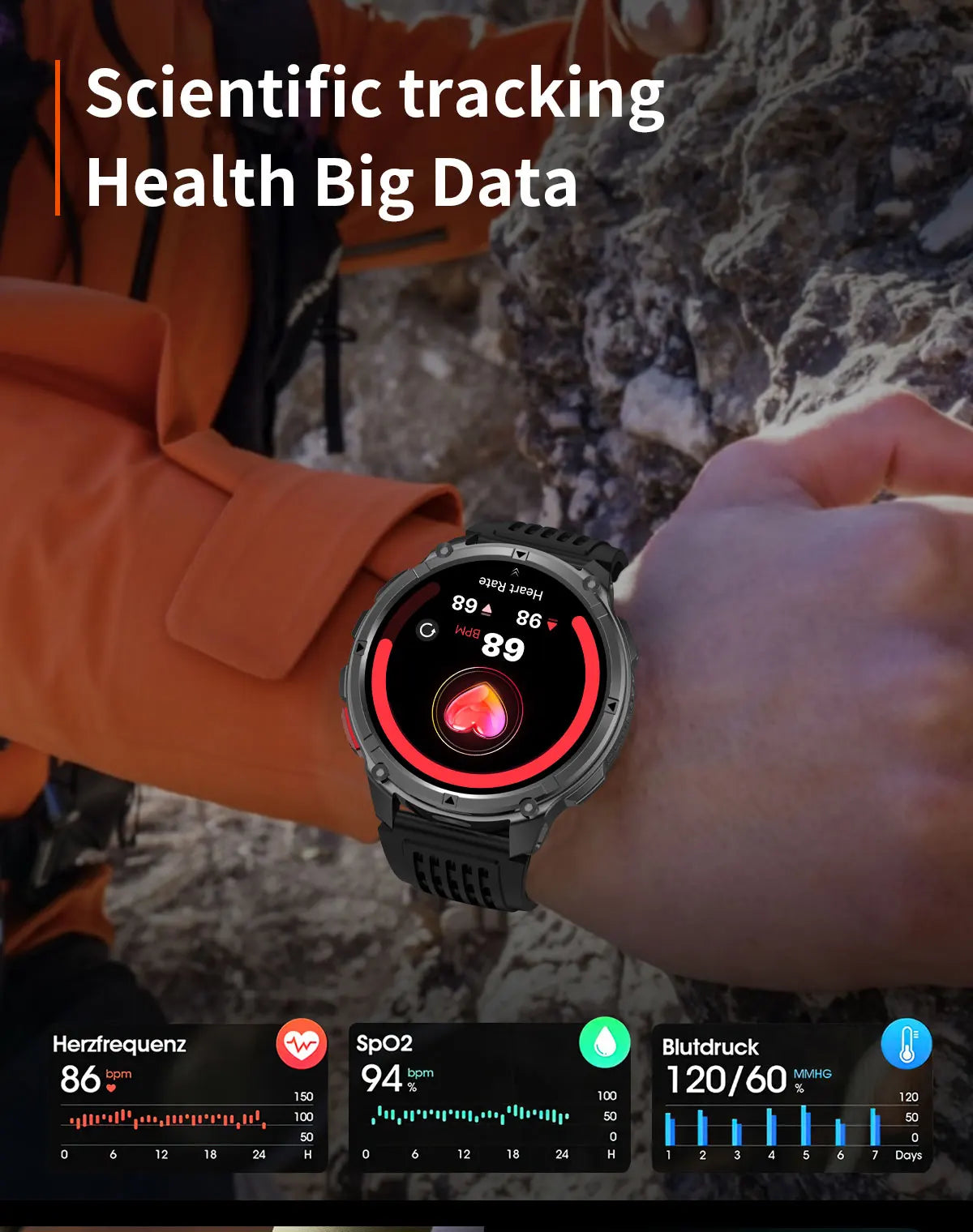 2026 New T-Rex3 Ultra 1100Mah Military Smart Watch Men 1.7"AMOLED GPS Path 5ATM Waterproof Compass LED Flashlight Smartwatch iOS