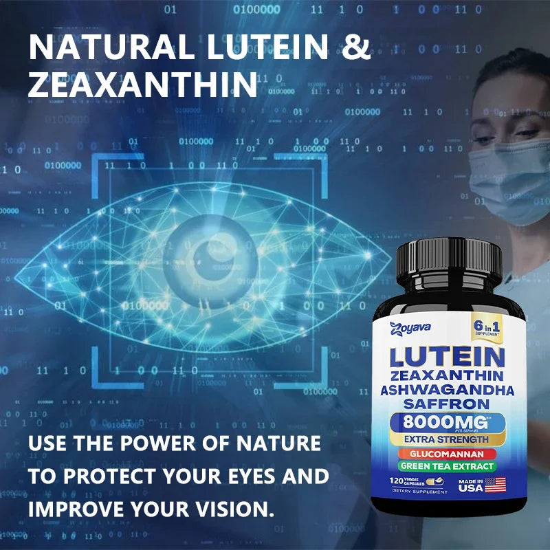 Lutein and Zeaxanthin Supplement - Eye Vitamins for Adults Eye Health Supplement with Glucomannan, Ashwagandha for Vision & Eyes