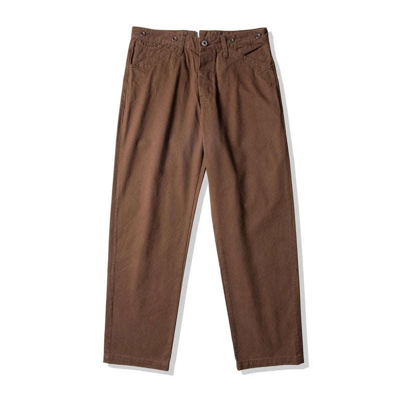 Red Tornado Chino Pants Retro Style Men's Cinch Back Casual Trousers Straight Fit